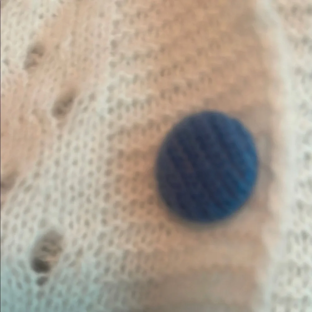 Floral Knit Cardigan Sweater - White and Blue - Picture 3 of 5